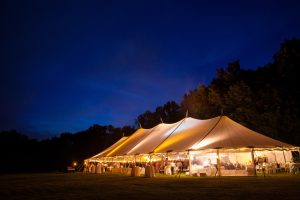 Pole tent at night