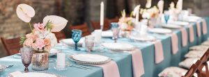 turquoise tablecloth