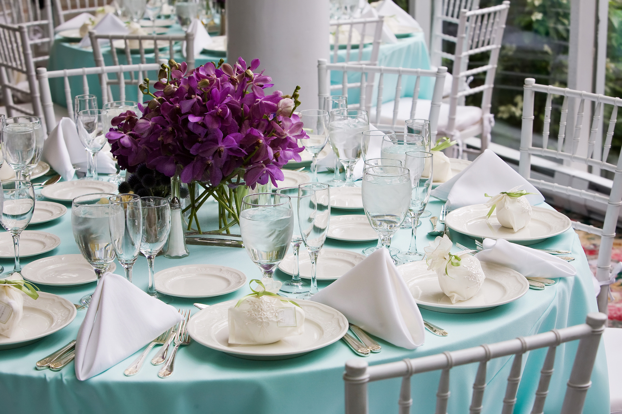 Beautifully set table for wedding or event