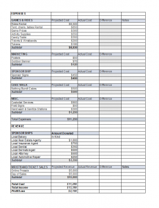 Sample Carnival Budget