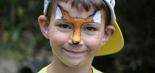 Child at school carnival with face paint