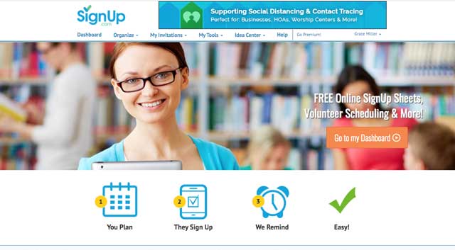 SignUp.com screenshot - volunteer management web application