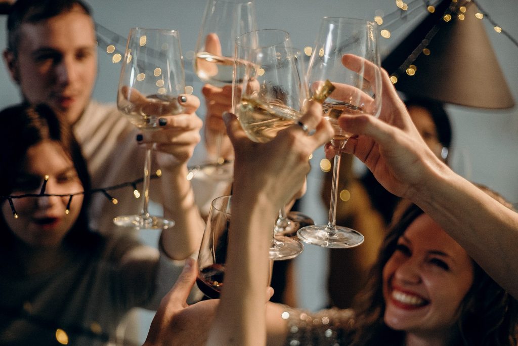 People toasting at a New Year's Eve party