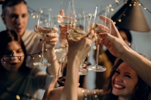 People toasting at a New Year's Eve party