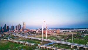 The Margaret Hunt Hill Bridge in Dallas, TX