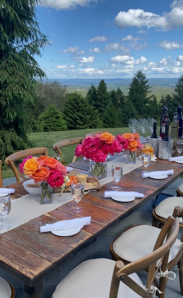 Wooden Chairs and Farmhouse Table Rental